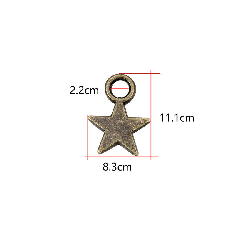 Abalorio de estrella de 9MM, colgante pequeño chapado en oro y plata para pulsera DIY, collar, pendientes, fabricación de joyas, aleación, 100 Uds.