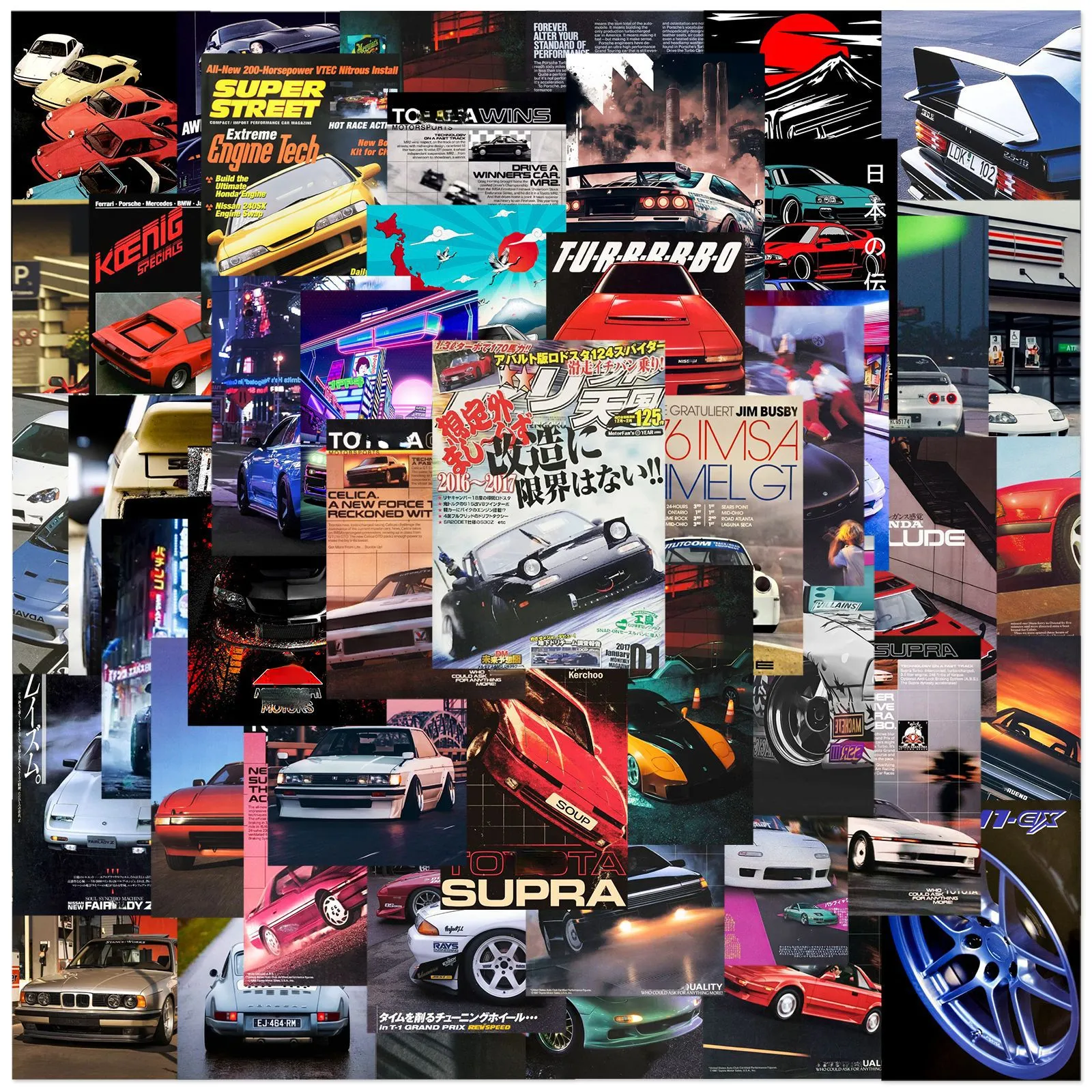 50PCS JDM Retrofit Racing Car Graffiti Stickers for Laptop Skateboard Luggage Guitar Bike Waterproof Sticker Decal