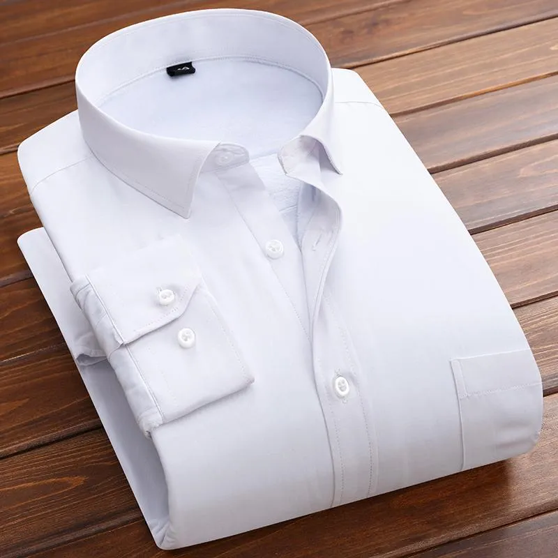Мужские платья рубашки Хлопковая теплая рубашка плюс бархатный толстый с длинным рукавом S-4XL Зимний бизнес инструмент с однократными кнопками для мужчин для мужчин