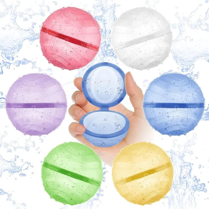 Sand Play Water Fun 10pcs/20pcs Reusable Magnetic Water Balloons Water Ball Quick Fill Water Balls Bombs Summer Water Game For Kids Fight Toy Beach 230712