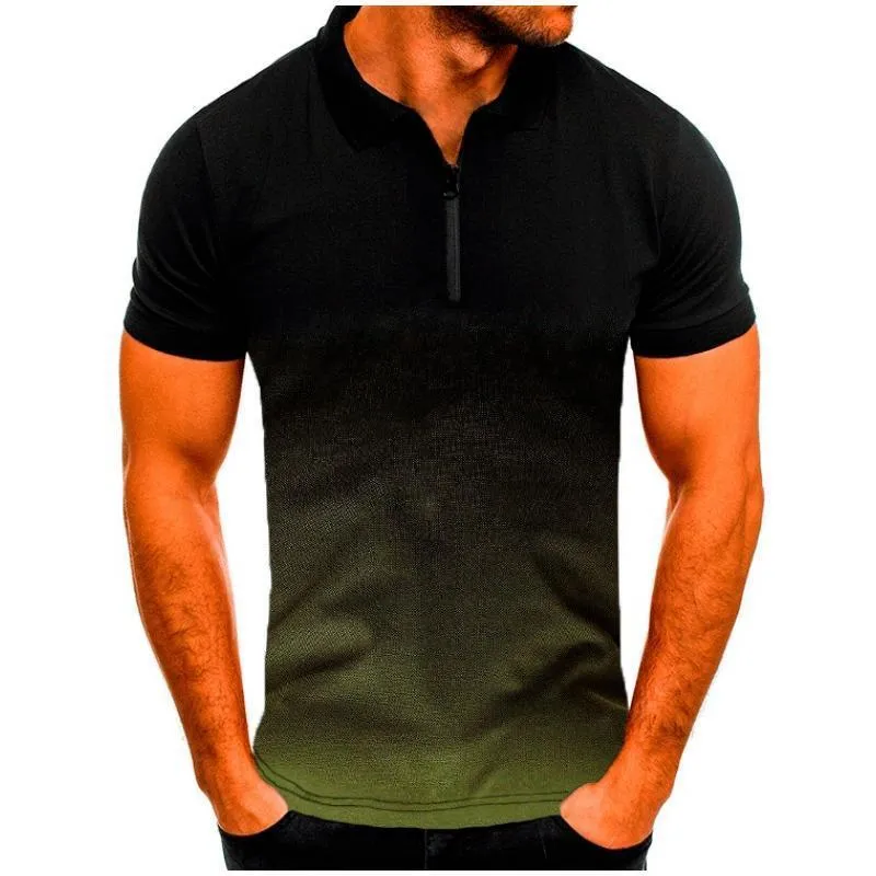 Polos pour hommes Mode Hommes Polo Shirt Business 3D Vêtements Gradient Color Tops Streetwear Polo Shirt Summer Short Sleeve Oversize T-Shirt 230713