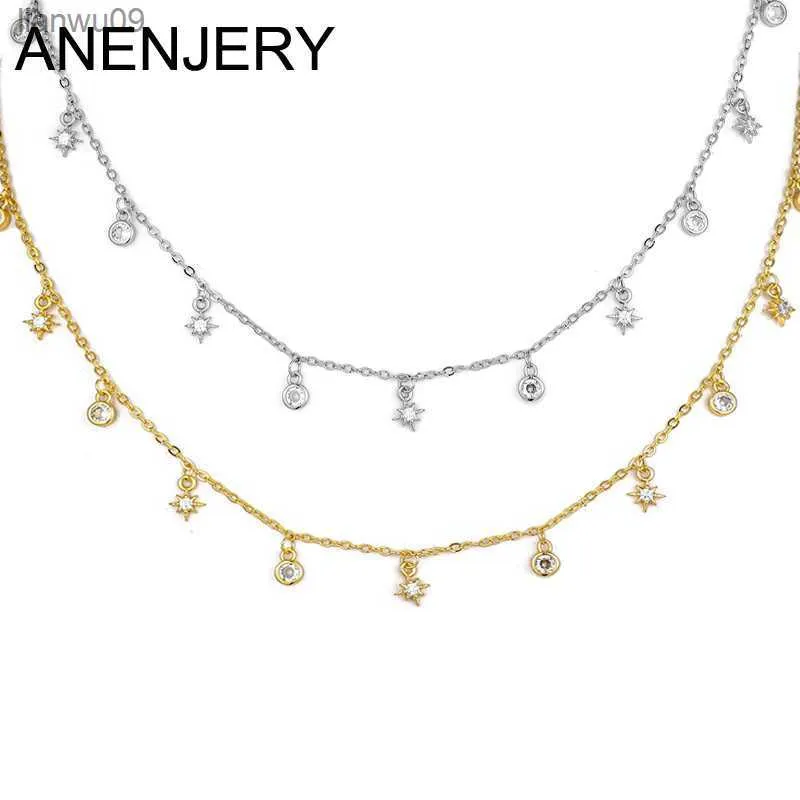 ANENJERY à la mode poivre étoile pendentif gland collier ras du cou pour les femmes brillant Zircon plaqué or collier bijoux accessoires L230704