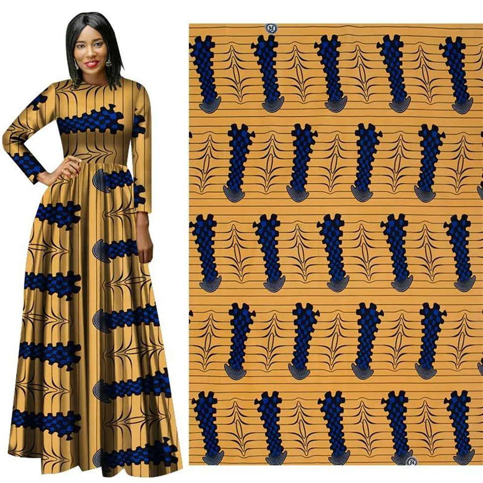 Ankara African Wax Prints 100% Polyester Tyg Binta Real Wax Hög kvalitet 6 yards afrikansk tissu för festklänning281y