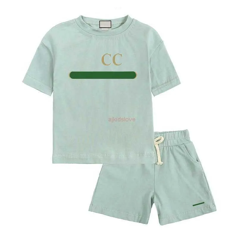 Kids Clothing Sets Boys Girls Tracksuits Suit Letters Print 2pcs Designer T shirt short pants Suits Chidlren Casual Sport Clothes 90-160 2 Styles