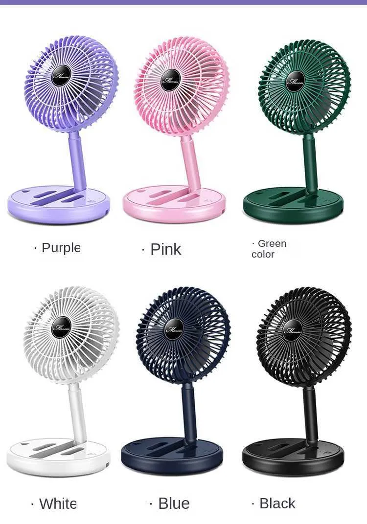 Electric Fans Folding Retractable Desktop Fan Silent High Wind Air Circulation Fan Portable USB Rechargeable Home Office Fan