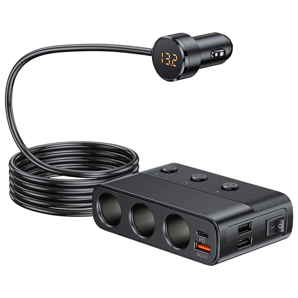 128W Car Charger Adapter - Fast PD & QC3.0, 3-Socket Power Splitter, 12 ...