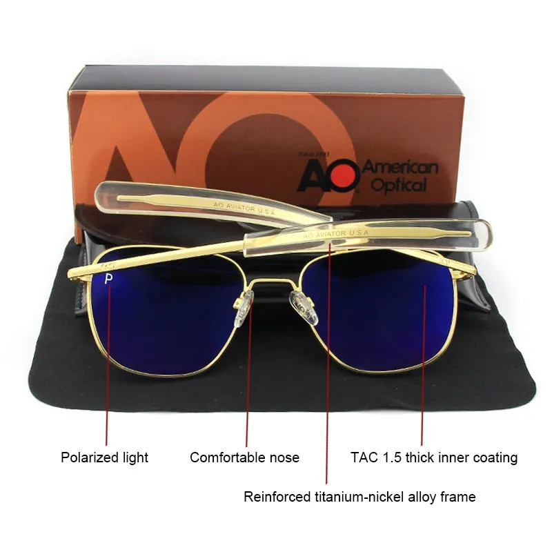 Aviation AO Polarized Sunglasses Men Brand Designer Vintage American Army Military Pilot Sun Glasses Woman Driver's lampshade