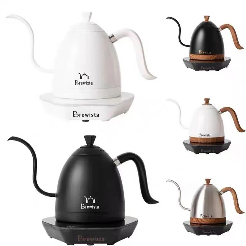 Cafeteras Brewista Artisan Gooseneck Variale Control de temperatura Verter sobre Dripper Coffee Kettle 1000ml 600ml LCD 220V Brewer Espresso Pot 230712