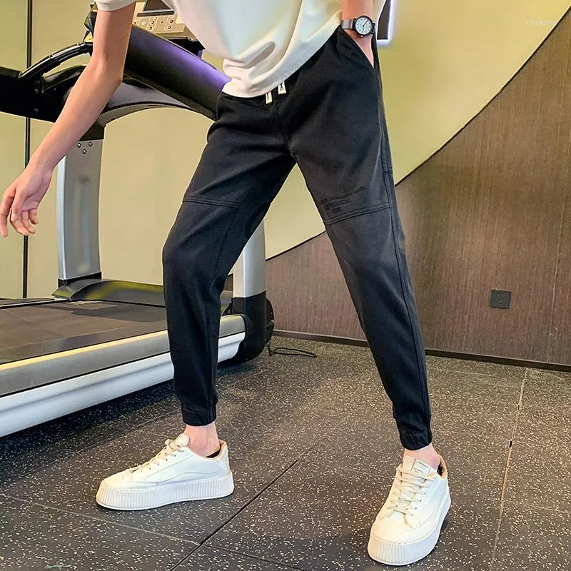 Męskie spodnie Pantalon Homme moda Sumne swobodne joggery dla mężczyzn odzież 2023 Długość kostki Slim Fitpants Spodni Black 36-28