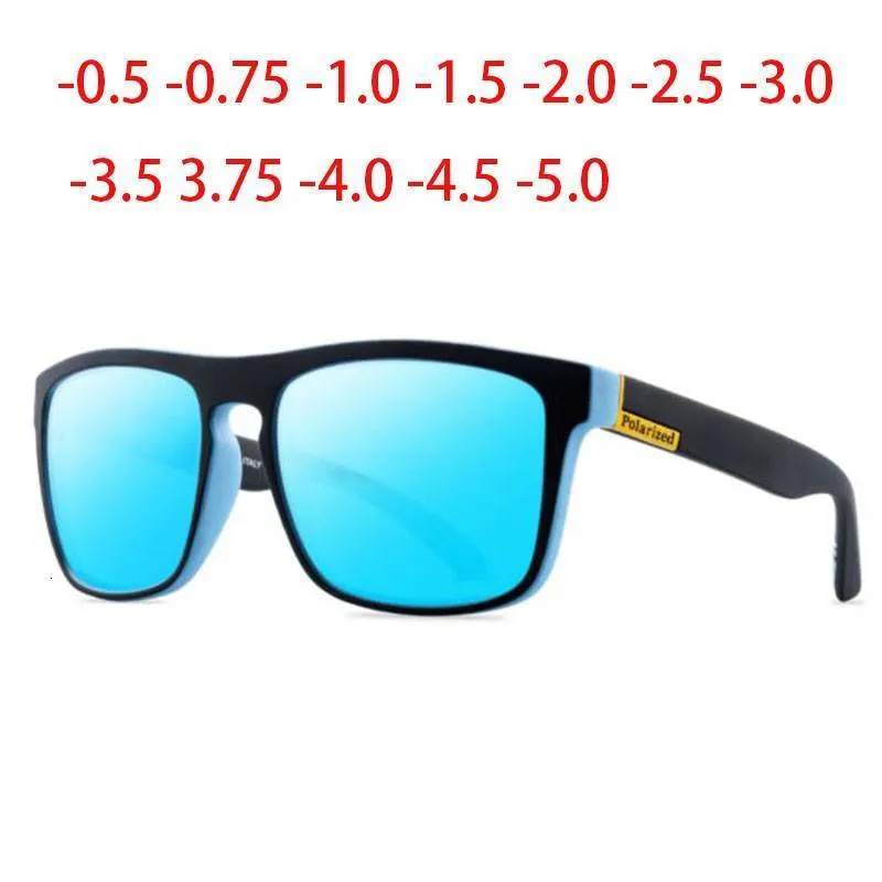 Sunglasses Masculino Custom Made Myopia Minus Prescription Polarized Lens Square Full-rim Sports Colorful Mirror Sunglasses -1 To-5 230712