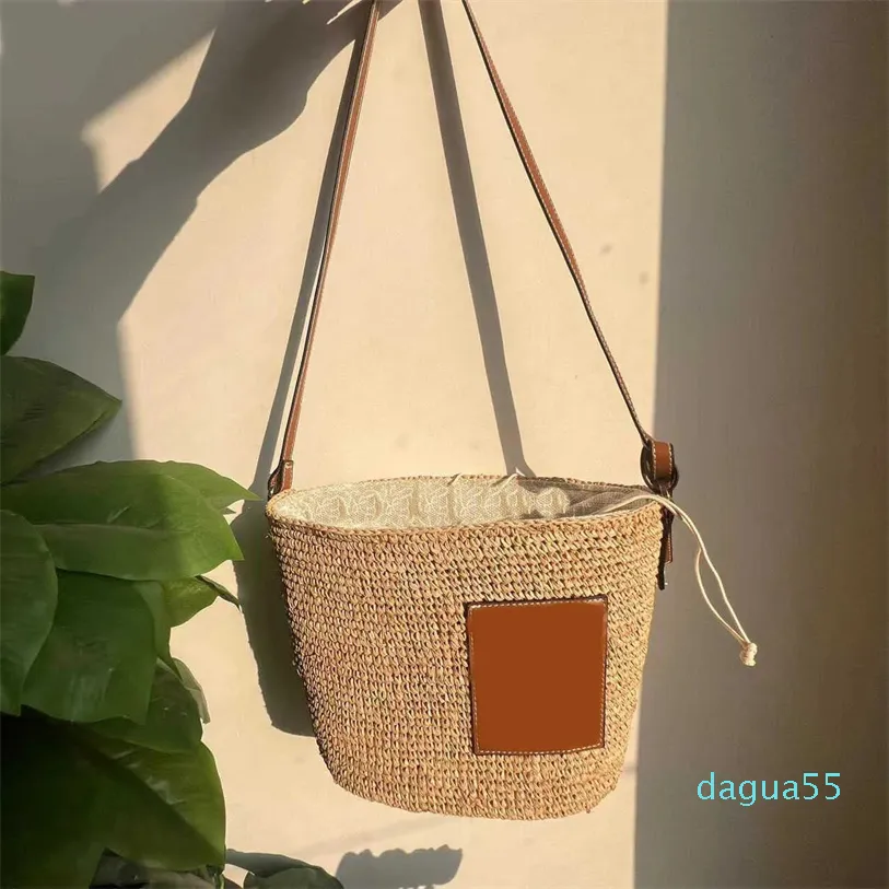 Bolso de paja Primavera Verano Bolso de diseñador para mujer Lafite Grass Bucket Vegetal Basket Bag Bolso