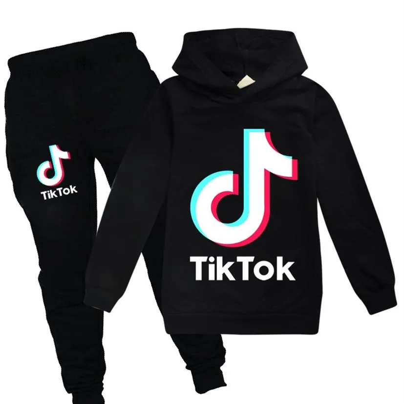 Teen Kids TikTok Clothes Set Boys Girls Hoodies And Jogger Pants