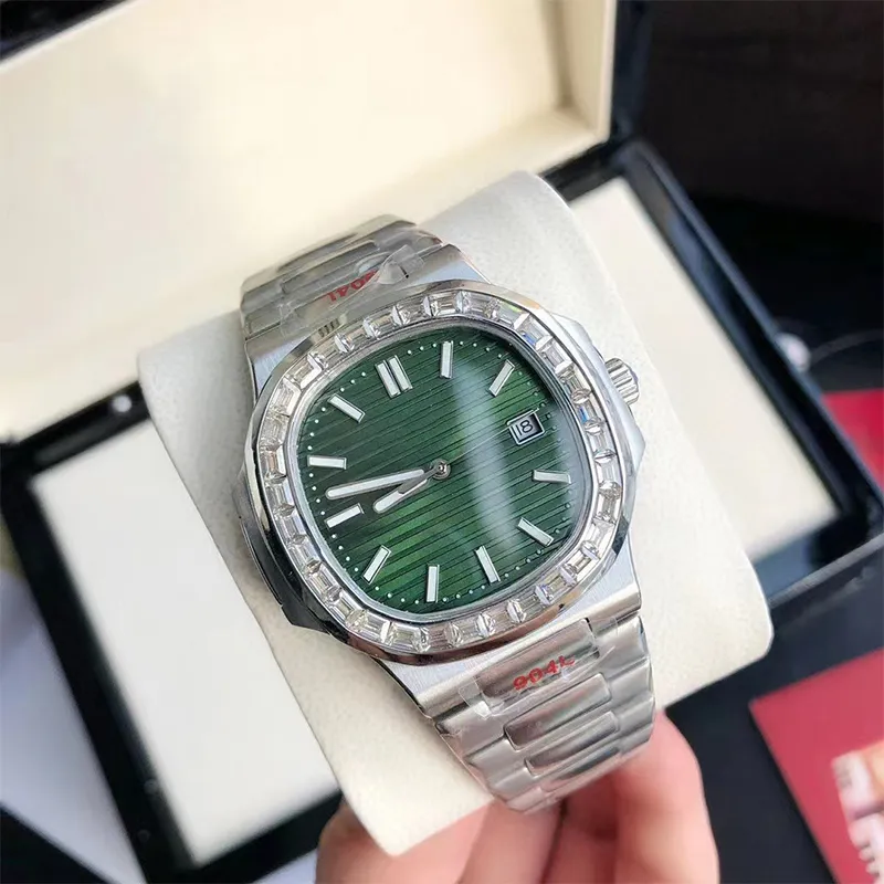 Relojes para hombre con diamantes Movimiento mecanico automatico Pulsera de acero inoxidable 316L Diseno resistente al agua 40 mm Esfera azul Reloj de