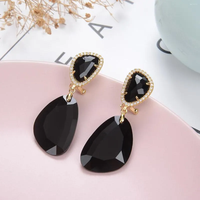 Dangle Earrings Gem Classic Colored Hegetric Gem for Women Cubic Zirconia 2023 Accessories Luxury Fashion Jewelry