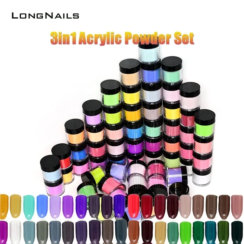 Poudres Acryliques Liquides 3in1 Nail Art Collection Poudre Kit 10 90 Pots Sculpture Polymer Trempage Aléatoire 90color Design FA90 s 230712