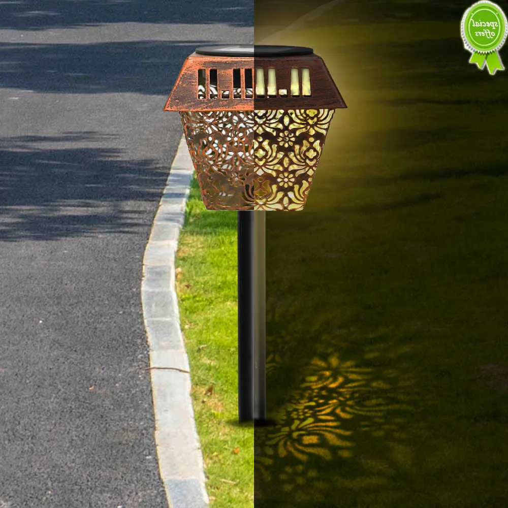 Iron Art Hollow LED Solar Garden Light Decorative Light Garden Landscape Light Outdoor Rainproof Lawn Plug Light For Home Yard Yard