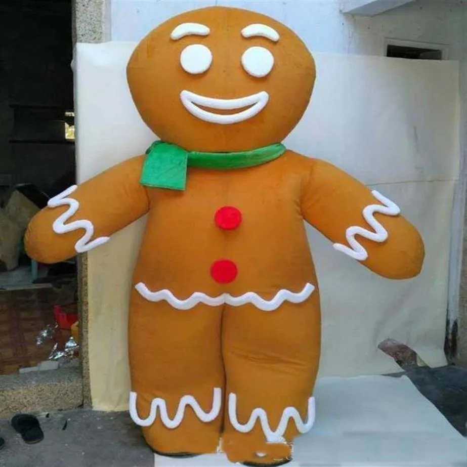 Disfraz de mascota de hombre de pan de jengibre feliz de Factory Outlets 2019 para que lo use un adulto durante 302H