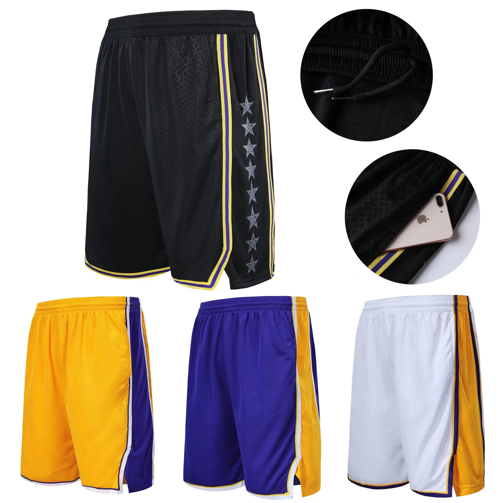 Shorts Masculino Masculino Basquete Jogger Calça de Moletom Secagem Rápida Shorts Esportivo Infantil Treino Treino Com Bolso Verão Malha Curto Preto 230712