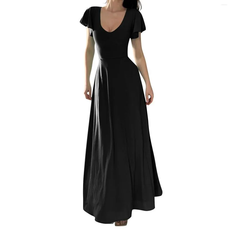 Casual Dresses Sexy Elegant Party Cocktail For Women Evening Strappy Square Collar Flying Sleeve Dress Wedding Vestidos