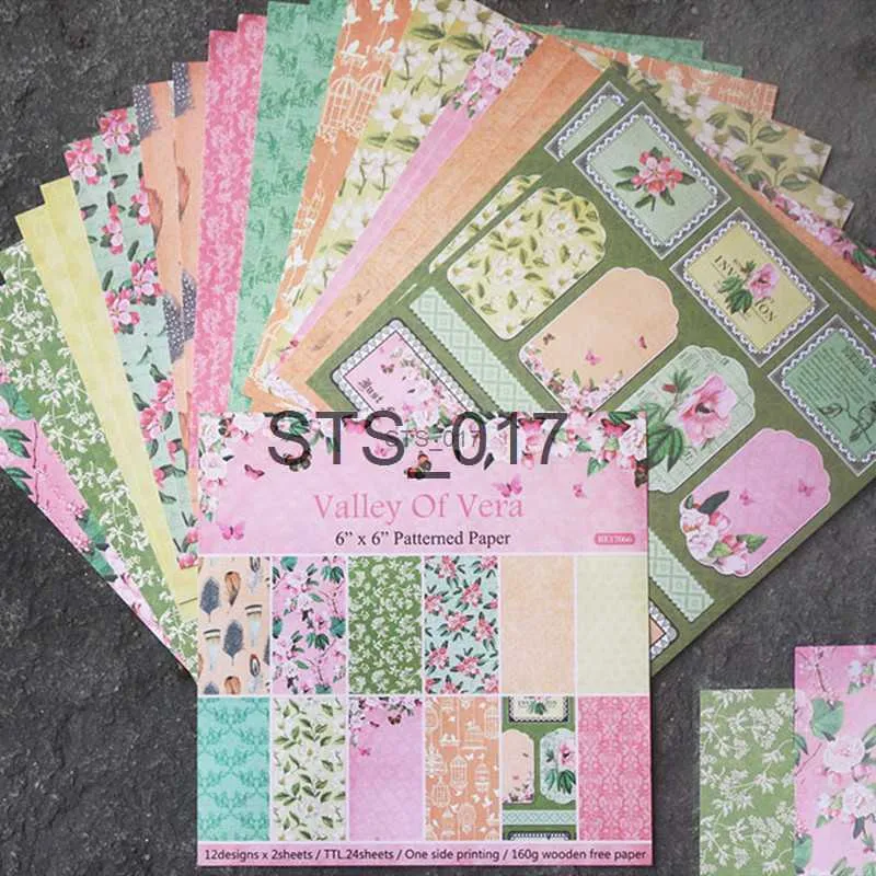 Pakiet prezentowy DIY Flowered Scrapbooking Papiet papieru z 24 arkuszy 6 '' ręcznie robione origami dekoracyjne sztuka owijanie Pain