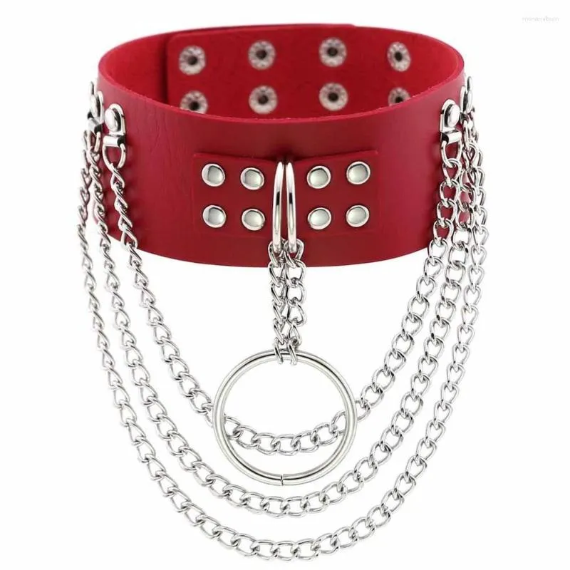 Choker Stora Rostfria Tofs Kedjor Läder Halsband För Kvinnor Goth Punk Chain Harajuku Krage Sexig Vegan Bondage Smycken