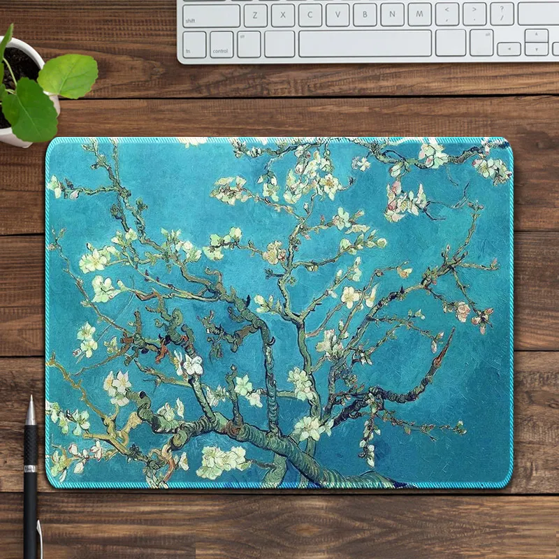 Van Gogh Mouse Pad маленький не скользкий офисные столы Компьютерный настольный настольный настольный коврик для картины масла стиль мыши ковер резиновый базовый настольный компьютер