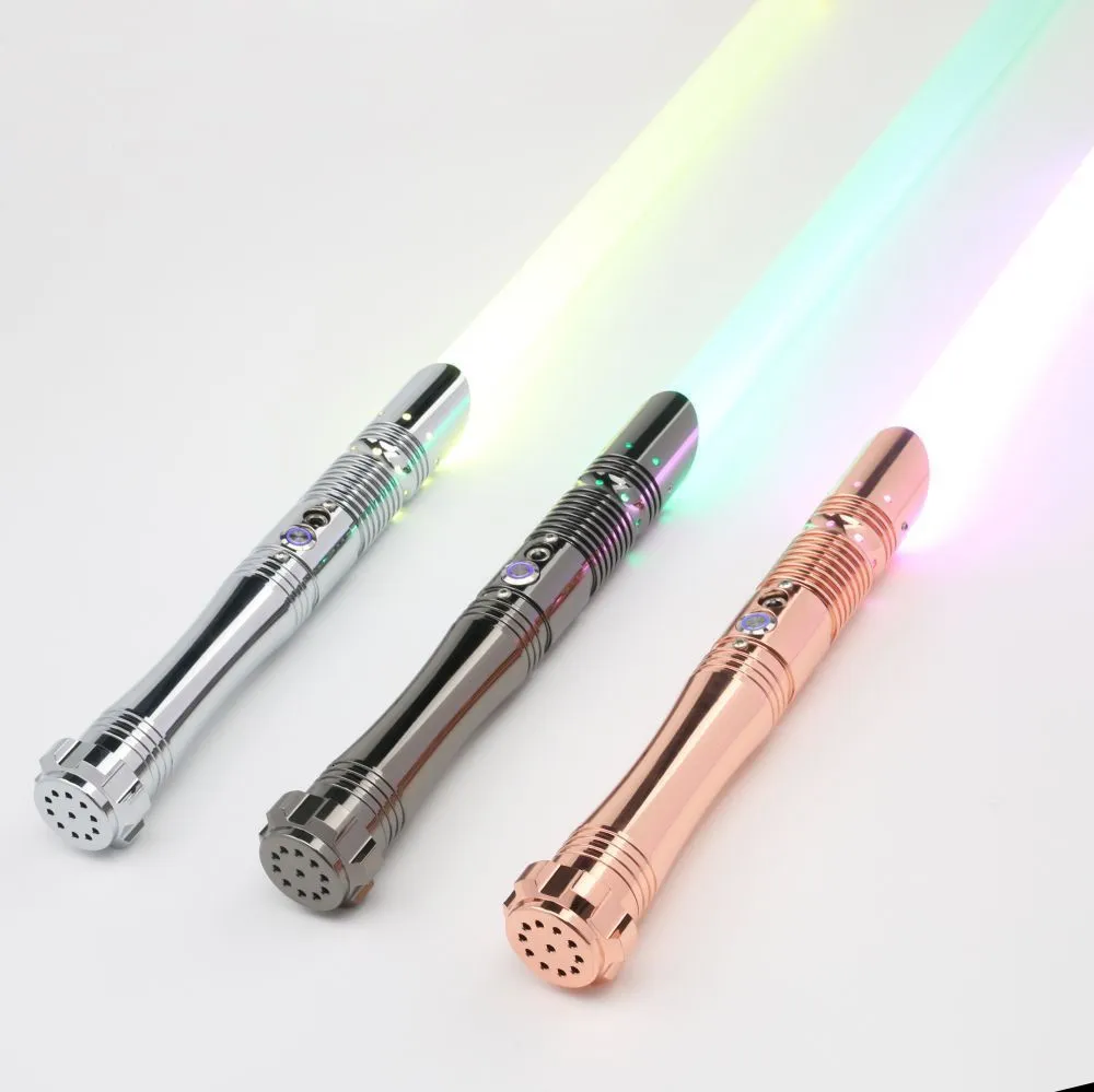 Bâtons Lumineux LED Heavy Duel Smooth Swing Sabre Laser RVB Flash sur Clash Lame 1 pouce 12 Couleurs 10 SetS Réglage du Volume Sonore Épée Laser 230712