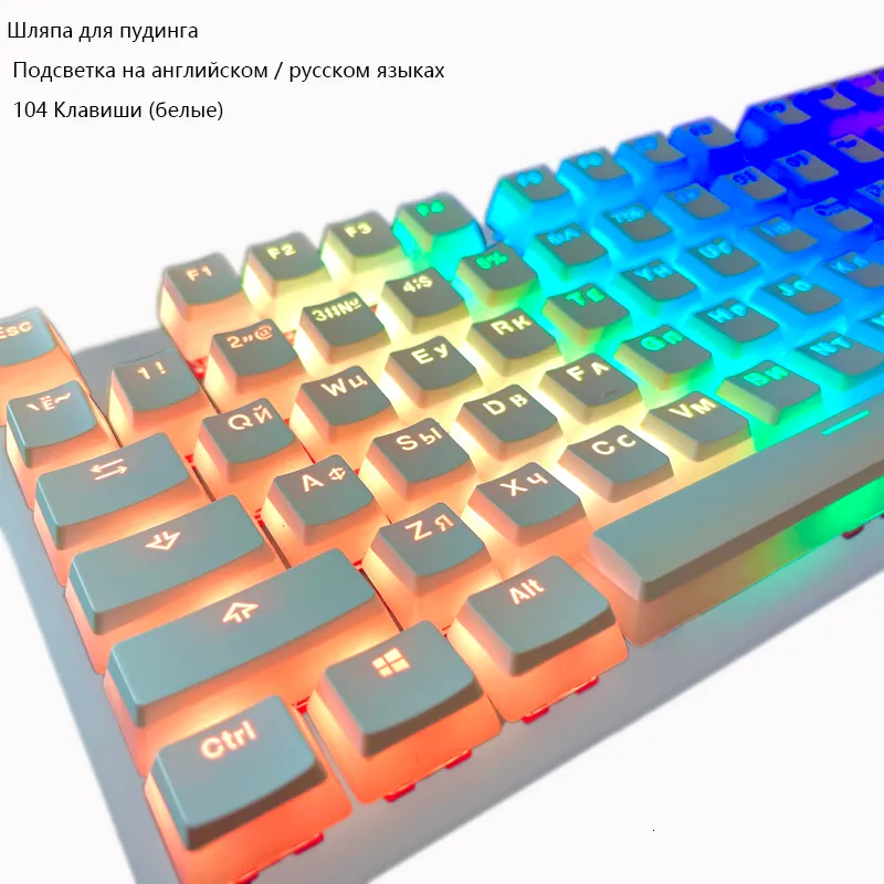 Toetsenborden Russische layout pudding keycap BPT 104 key OEM hoogte mechanisch toetsenbord keycaps Engelse cap geschikt voor 60 87 230712