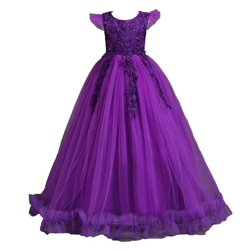 Amazon.com: Flower Girls Dresses for Wedding 3/4 Sleeve Vintage Floral Lace  Princess Long Dress Christmas Party Bridesmaid Pageant Tulle Dress Floor  Length Maxi Gown Formal Prom Evening Dress Bean Pink 5-6 Years: