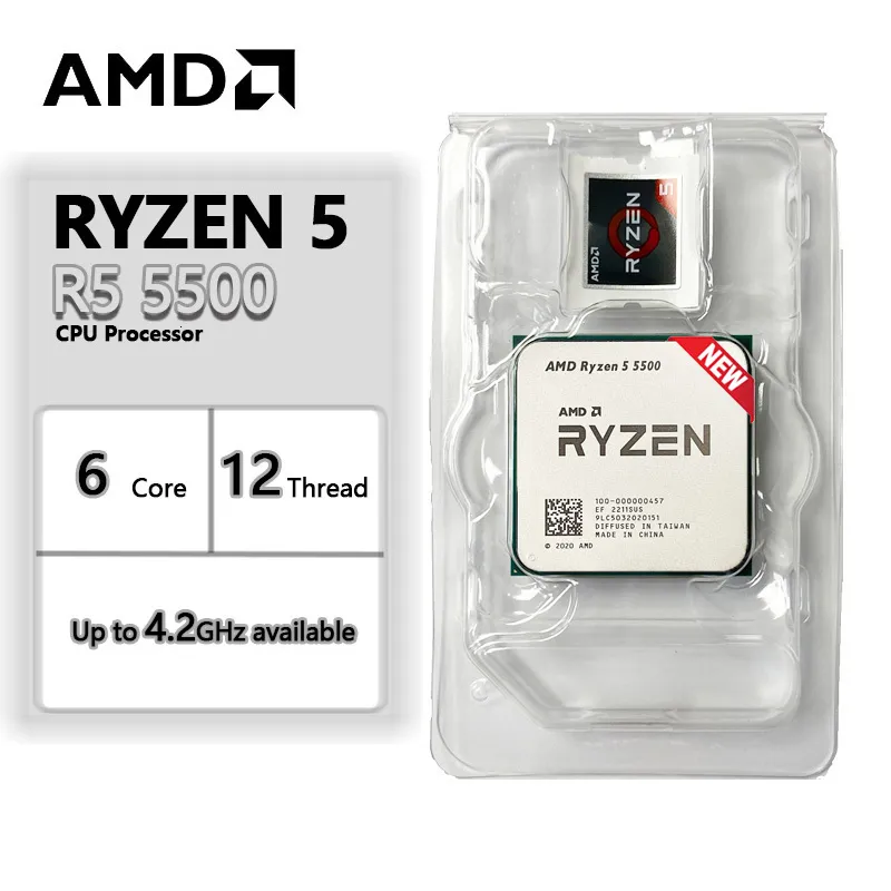 CPUs Ryzen 5 5500 R5 3 6 GHz 6 Core 12 Thread CPU Processor 7NM L3=16M 100 000000457 Socket AM4 but without cooler 230712