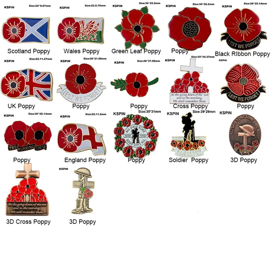 Insignes de coquelicot rouge de peur que nous n'oublions la broche en émail broche en métal souvenez-vous d'eux