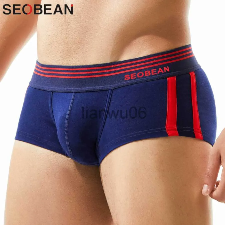 Mutande SEOBEAN Marca Intimo maschile Boxer in cotone traspirante Mutandine da uomo U Custodia convessa Mutande sexy Boxer a vita bassa Pantaloncini Homme J230713