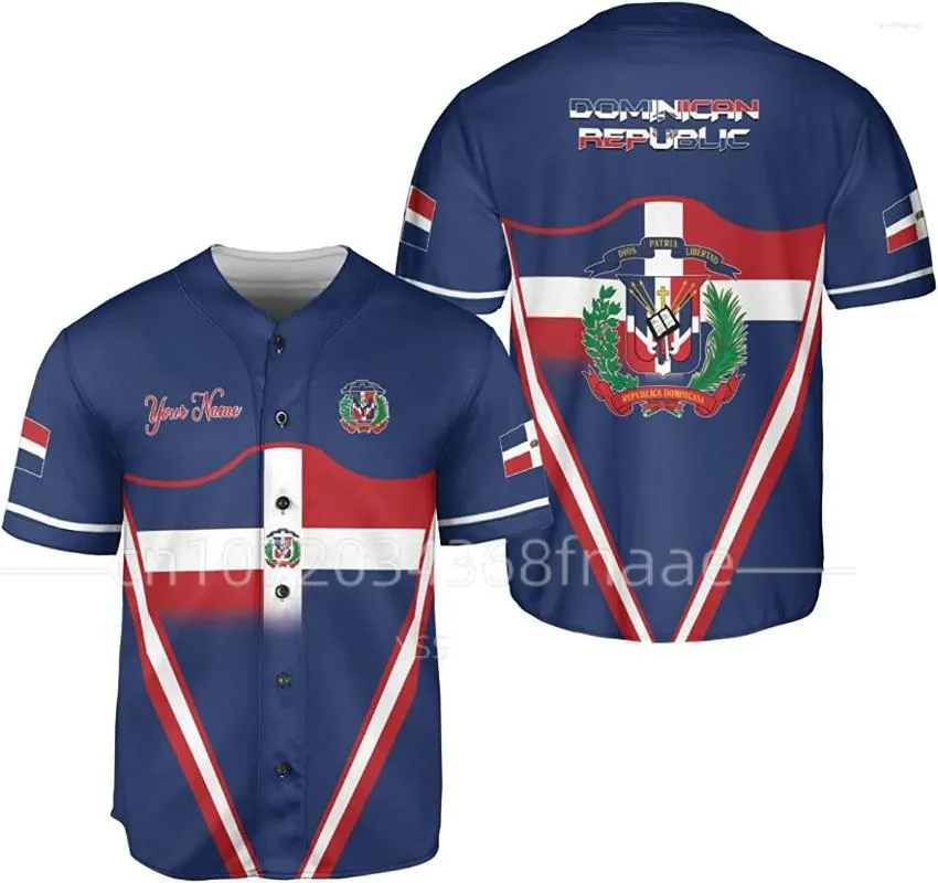 Camisas casuais masculinas República Dominicana Love Country Flag Personalize o nome 3D Impresso Baseball Jersey Shirt Tops Tee Oversized Streetwear