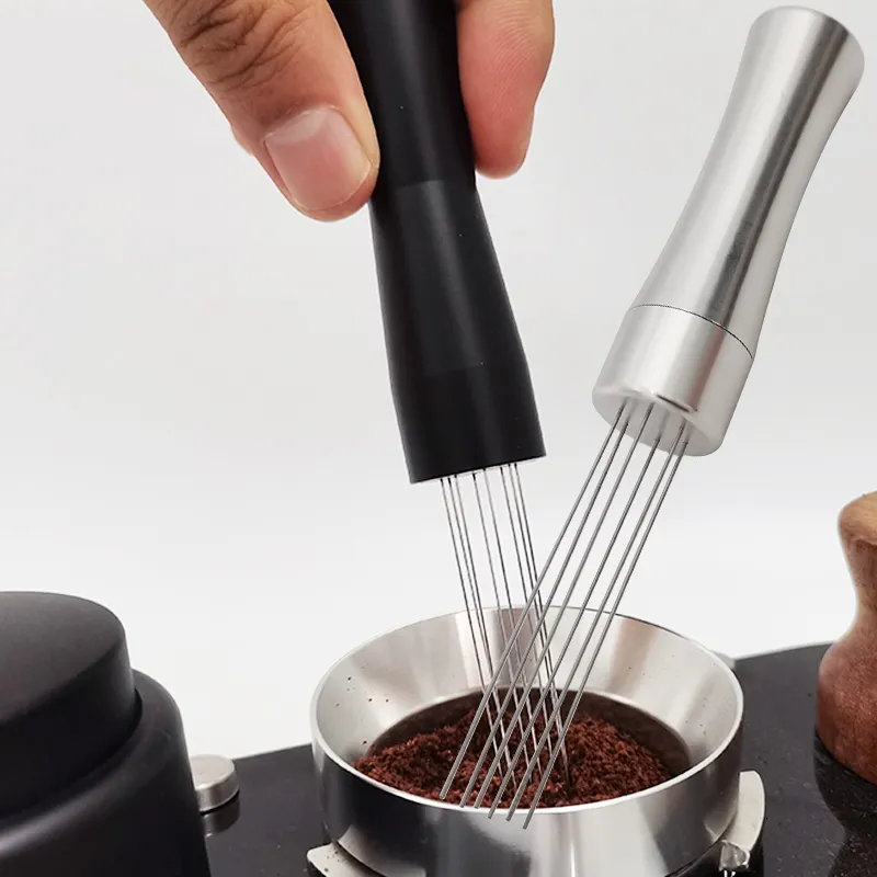 Manopole Distributore di aghi per polvere di agitazione per caffè Manico in alluminio Filtro antimanomissione per caffè espresso in acciaio inossidabile Porfilter Maker Tools 230712