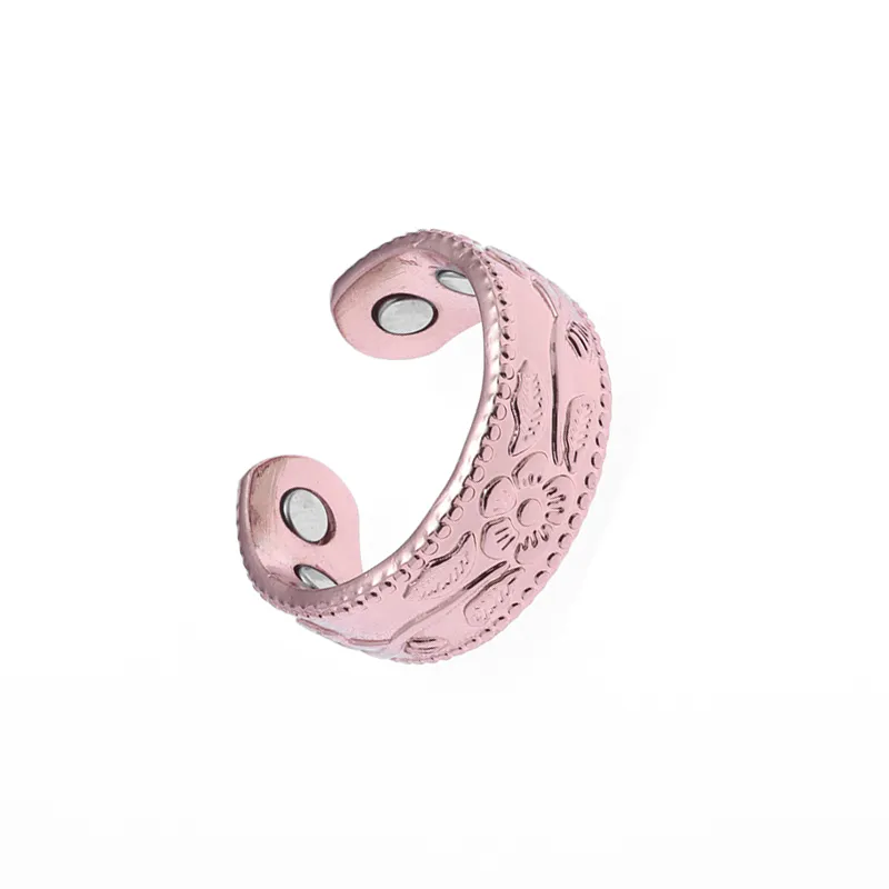 Modischer klassischer Pflaumenblüten-Kupfer-Magnetring mit verstellbarer Öffnung für Damen-Trendschmuck