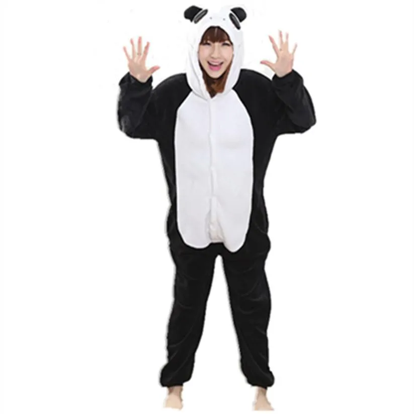 Flanel anime çizgi film panda cosplay yetişkin unisex cosplay hayvanları sevimli onesies hayvan pijamaları cadılar bayramı pijama setleri hayvan nonopand236c