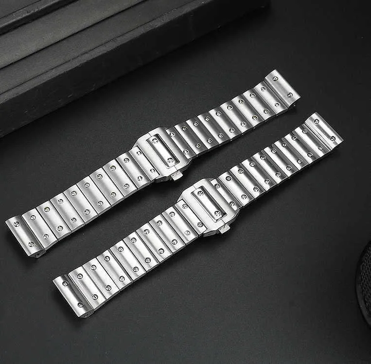 Pasek zegarkowy ze stali nierdzewnej odpowiedni dla Santos 100 serii Sandus Precision Steel Watch Band z metalowym łańcuchem 23 mm