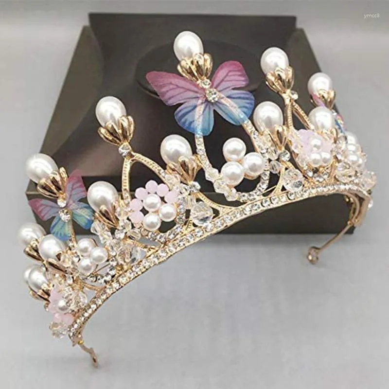 Haarspeldjes Meisjes Kristal Parel Prinses Kostuum Kroon Hoofdband Bloem Competitie Bruids Bruiloft Accessoires Modieus Ontwerp Tiara's