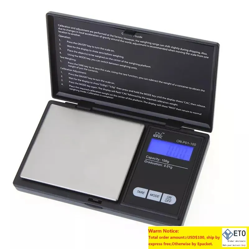 Hög noggrannhet Mini Elektronisk Digital Pocket Våg Smycken Vägning Balans Blå LCD