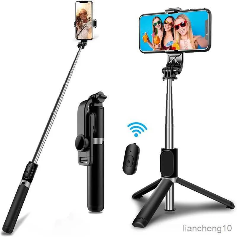 Selfie Monopods Q02S Perche à Selfie Bluetooth sans Fil avec Mini Trépied Pliable Selfie Rod avec Télécommande pour Téléphone Action Camera pour Iphone R230713