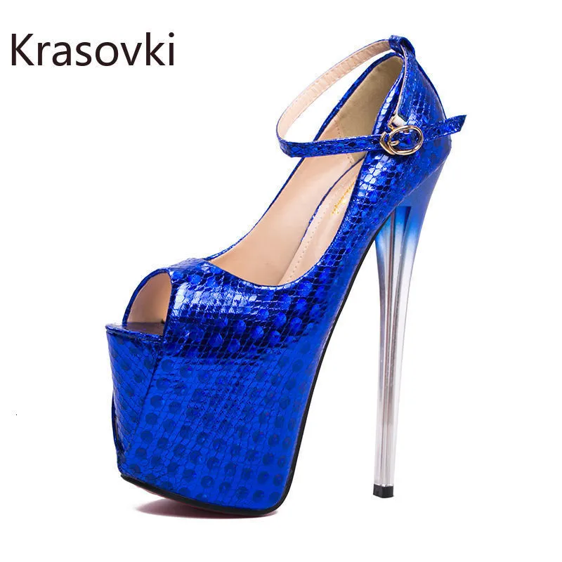 Sandals Krasovki 19cm Microfiber Leather Mixed Color Sandals Buckle Platform Wedge Dancing Elagance Peep Toe Summer Women Big Size Shoes 230713