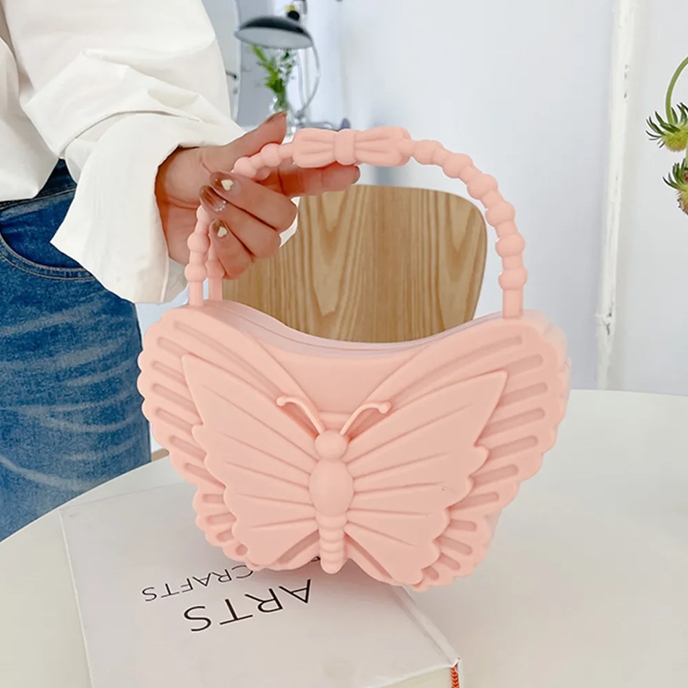 Evening Bags Candy Color Butterfly Jelly Women's Handbags PVC Luxury Designer Bags for Women Brands Party Evening Bag Tote Clutch Purse 230712