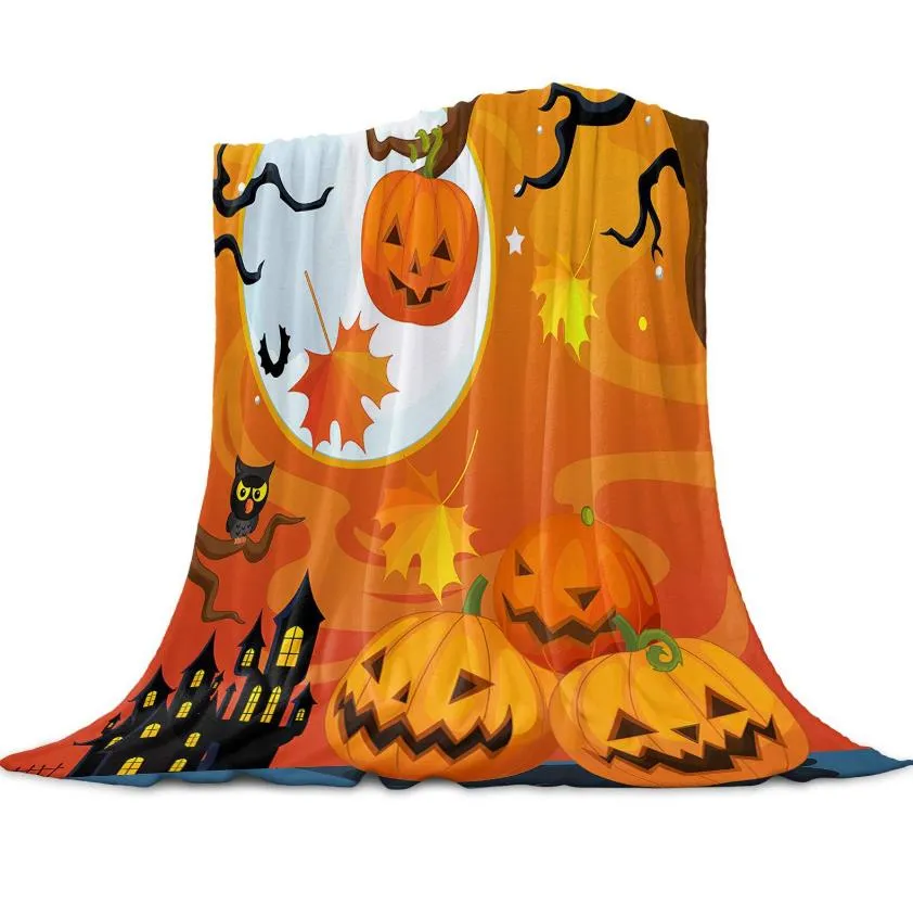 Dekens 30x40 inch Leuke Pompoen Deken Halloween Lichtgewicht Gooi Voor Vrouwen Mannen Zachte Gezellige Bank Woonkamer Bed K1