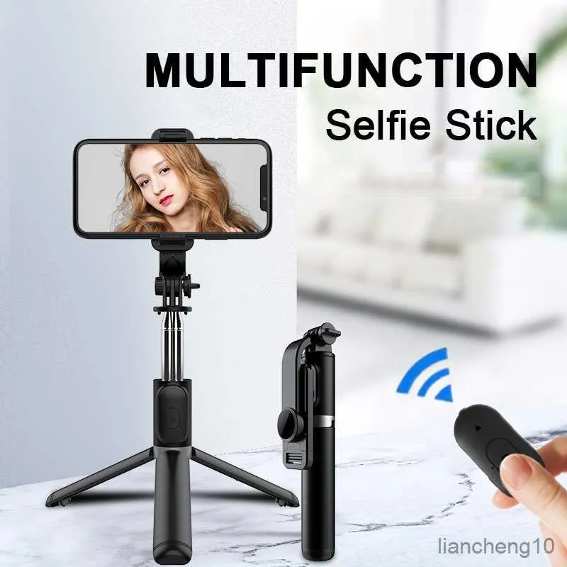 セルフィーモノポッドロリータ2022新しいBluetooth Selfie Stick Mini Tripod拡張可能なモノポッドiOS Android R230713用リモートシャッターセルフィースティック