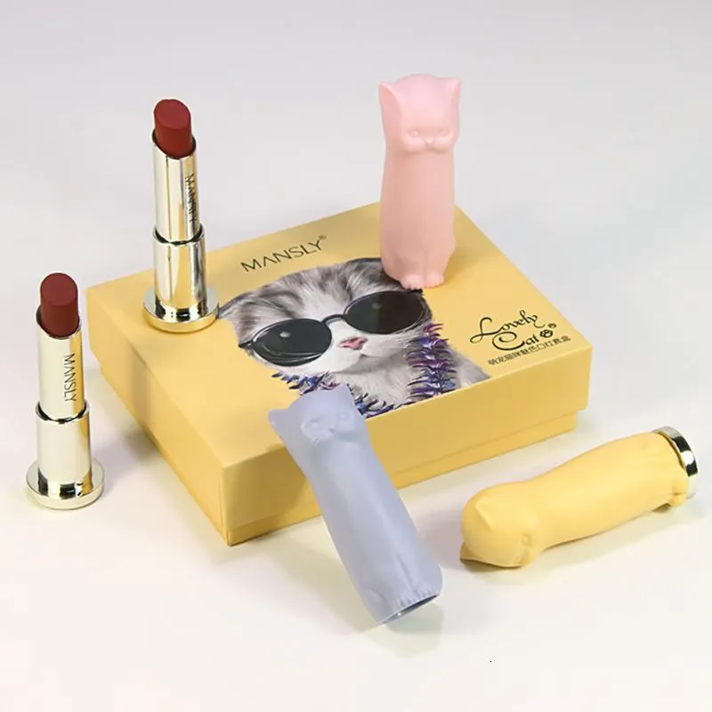 Lippenstift Lippenstiftset voor kat Matte fluwelen lippenstift die niet uittrekt Make-up Hydraterend Gemakkelijk te kleuren Langdurige hydraterende lippenstiftset 230712