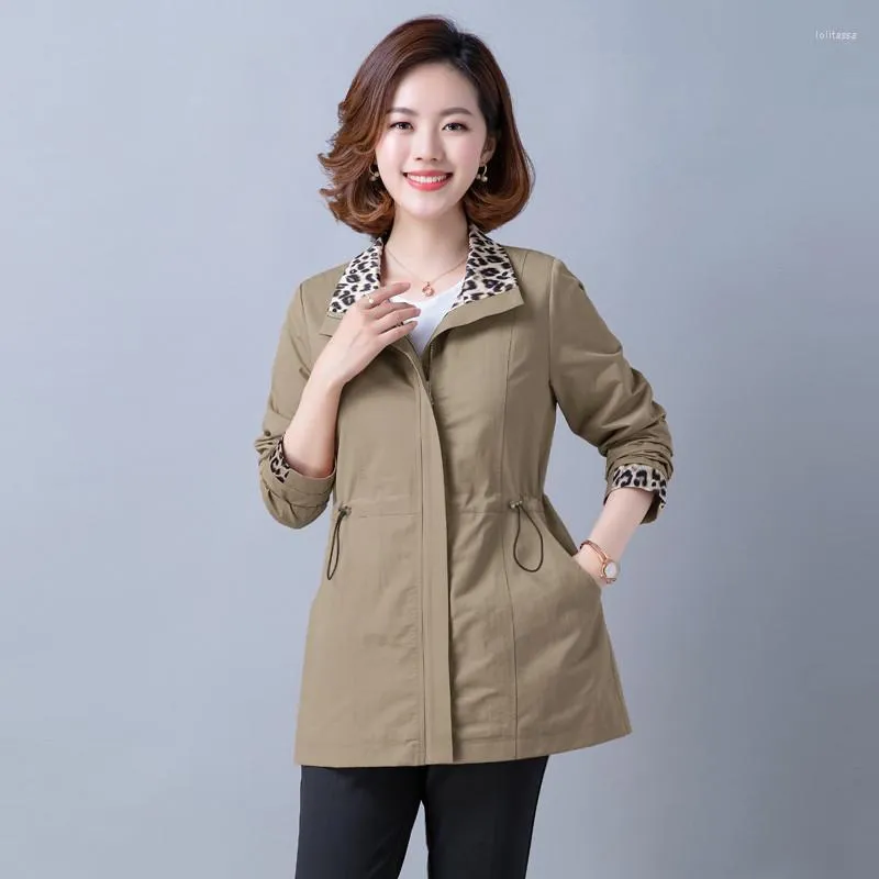 Kurtki damskie 2023 wiosna jesień moda wiatrówki płaszcze średniej długości Khaki kobiety wykop koreański luźny Casual damska odzież wierzchnia