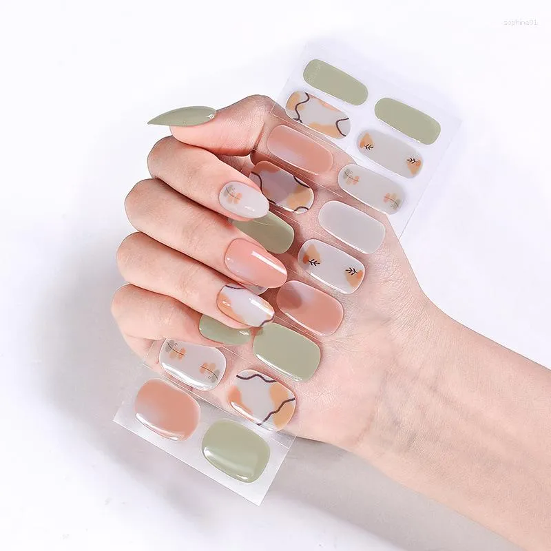 Nail Stickers 3D Spring Adhesive Decals Semi Cured Gel Polish Strips UV/LED Lamp Requirel Wraps Art Decoration