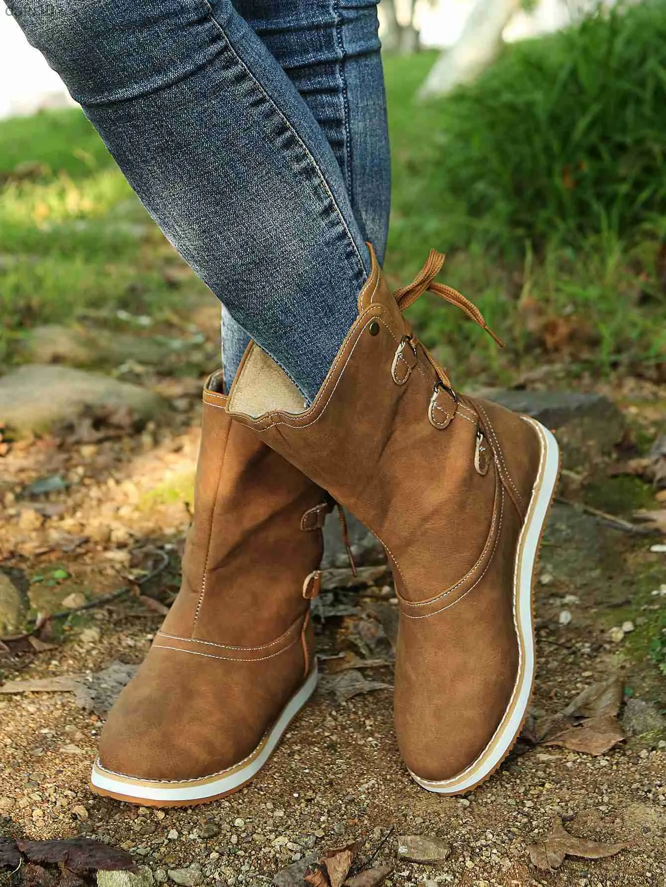 White mountain mid calf top boots