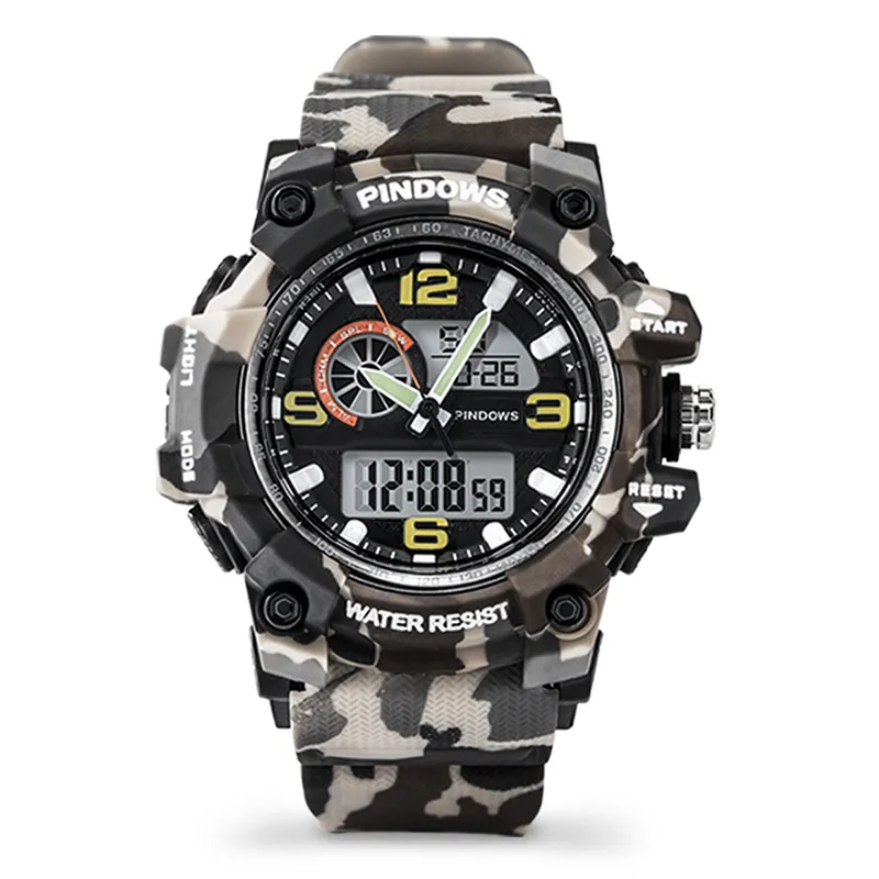 Militär digital klocka män Dual Display Electronic Hand Clock Lady Diver Watches LED CAMOUFLAGE TACTICAL Sport Wristwatch Man