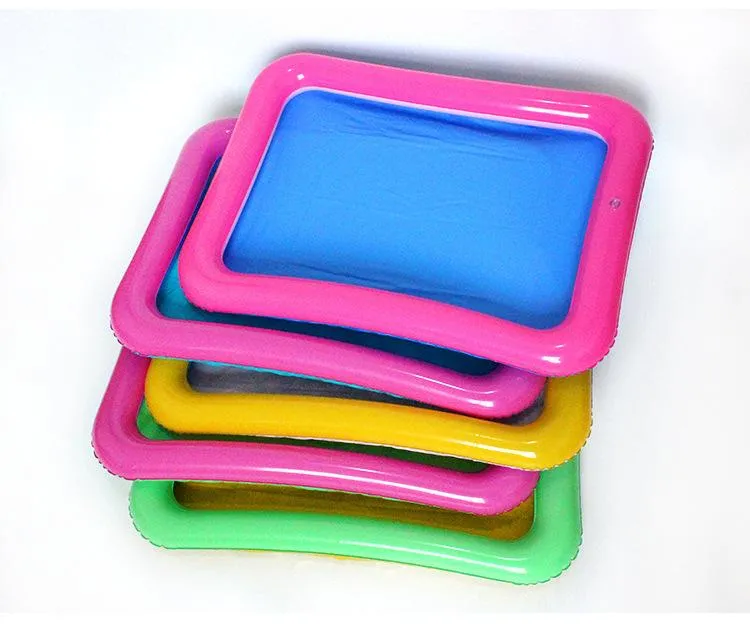 Brinquedo de pesca de mesa de areia inflável pvc mini tanque almofada de ar brinquedo de bandeja inflável inteiro inflável